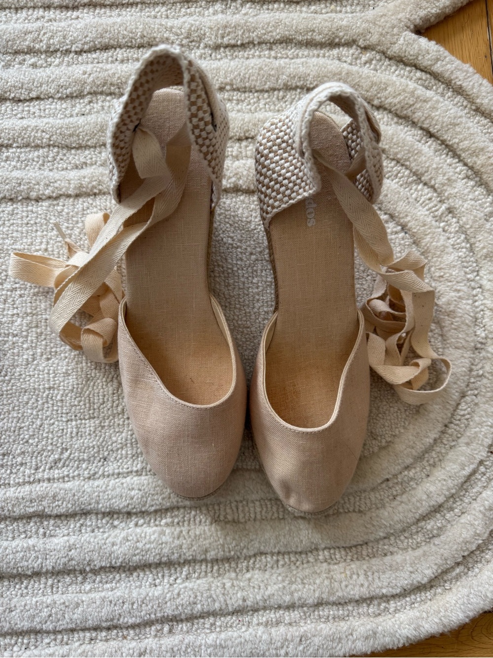 Soludos Natural Canvas Espadrille Wedge with Ankle Tie